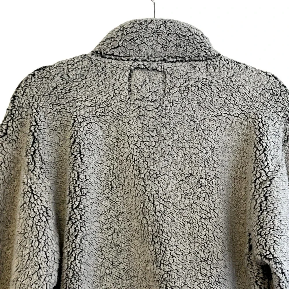 Justice Jacket Girls 12 Gray Sherpa Pullover Snap Front Zipped Pockets